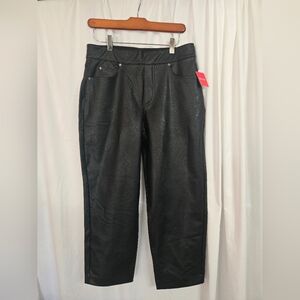 Spanx Black Faux Leather NWT Slim Straight Ankle/Cropped Pants SIZE LP